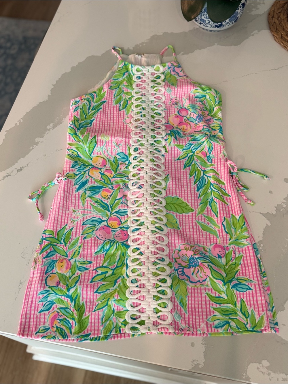 Lilly Pulitzer | Pink & White Check Romper w/ White Embroidered Appliqué